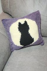 Cat on Full Moon Pillow Sham (Crochet)