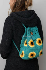 Sunflower Drawstring Backpack (Crochet)