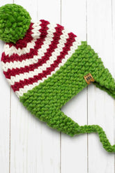 Christmas Ear Flaps Pompom Hats (Knit)