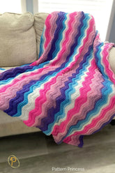 Wavy Ripple Blanket: Berry Bliss Throw (Crochet)