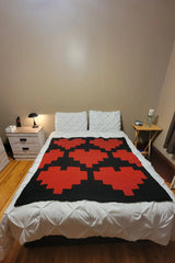 I Like Big Hearts Blanket (Circular Knitting Machine)