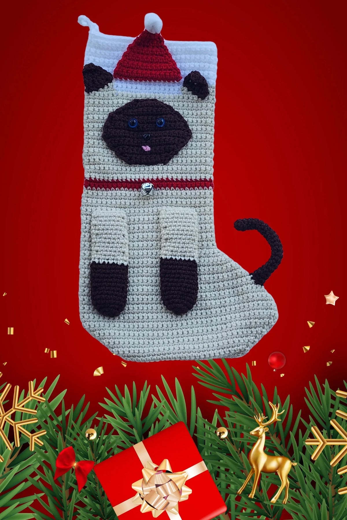 Siamese Cat Stocking (Crochet)