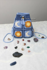 Sun and Moon Drawstring Backpack (Crochet)
