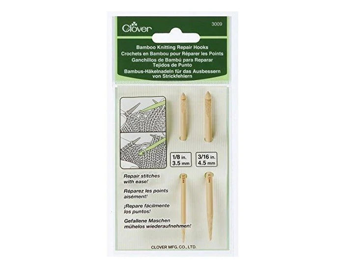 Clover Bamboo Knitting Repair Hook Set (3.5 & 4.5mm)
