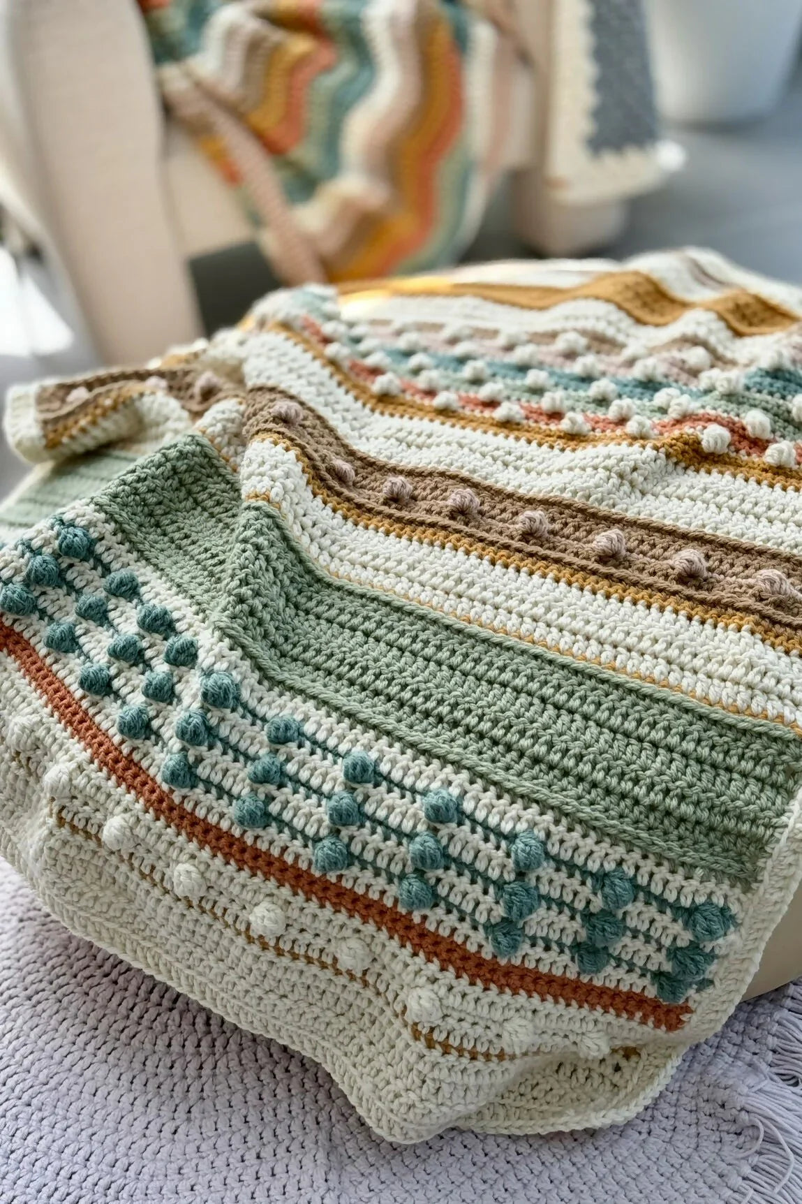 Dots and Dashes Throw Blanket (Crochet)