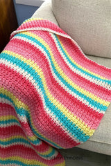 Bright Pastel Textured Crochet Throw Blanket (Crochet)