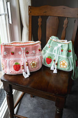 Strawberry Drawstring Crossbody Bag (Crochet)