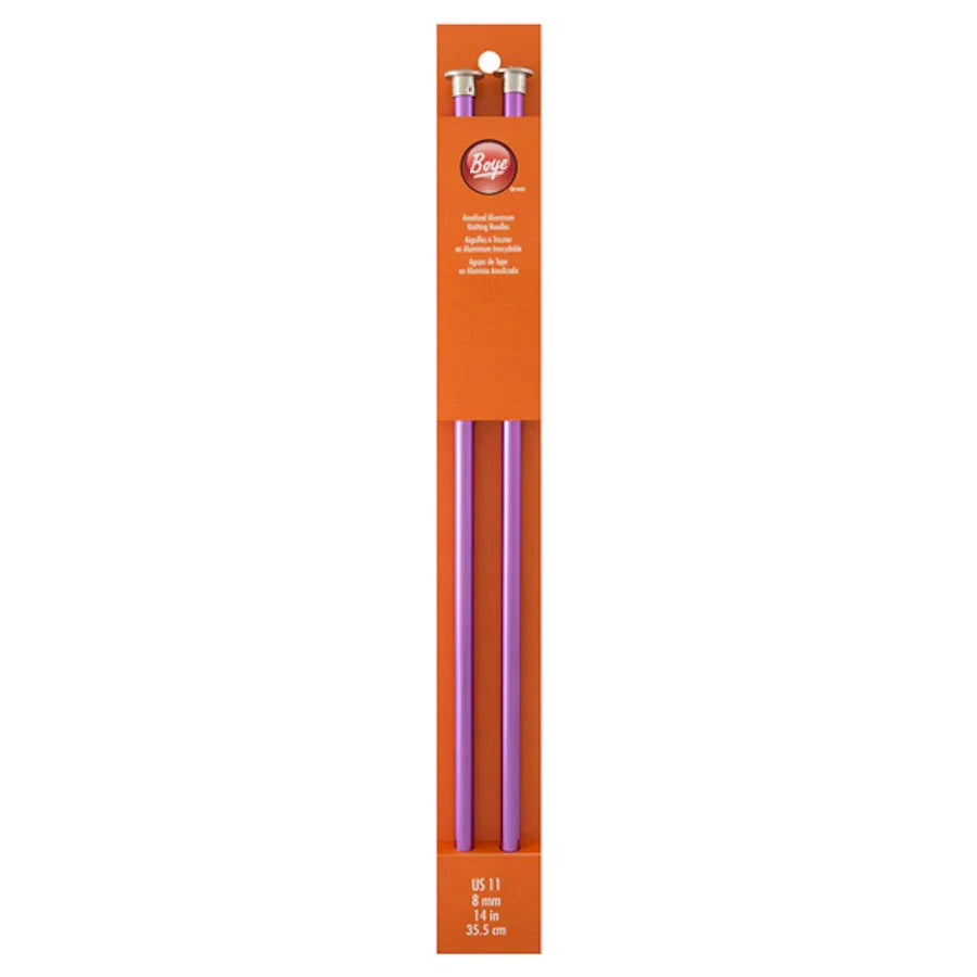 Boye Aluminum Straight Knitting Needles 14" (Sizes 11 & 15)